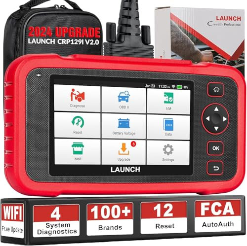 LAUNCH CRP129i 2.0 OBD2 diagnosegerät 4 System KFZ Codeleser ENG/ABS/SRS/at Auto für alle Fahrzeuge, 12 Reset ABS/TPMS/Öl/EPB/SAS/BMS/AF/Adblue/Injektor/Drosselklappe Reset, DPF Regenerierung
