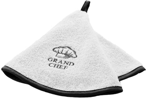 Douceur d'Intérieur Grand Chef Asciugamani Tondo, Diam. 60 cm, Spugna Ricamata