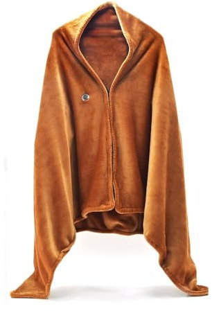 Portable USB Heated Blanket Shawl, Wearable Cordless for Outdoors 3 Heating Levels Electric Heated Blanket, 59” x 33” (Color : Brown)