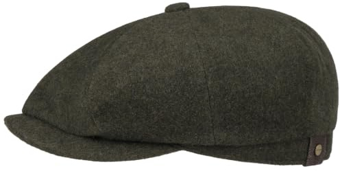 Stetson Hatteras Noir Schirmmütze Uni meliert Damen und Herren Herbst Winter Oliv 63 cm