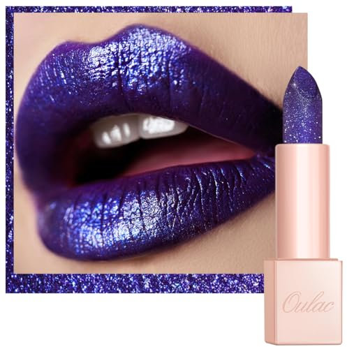 OULAC Diamond Lustre Lippenstift Blau, Hochpigmentierter Lipstick mit Feine Textur und Lang Anhaltende Feuchtigkeitsspendende Formel, Auffälliges Lippen-Makeup, Vegan (D01) Sapphire
