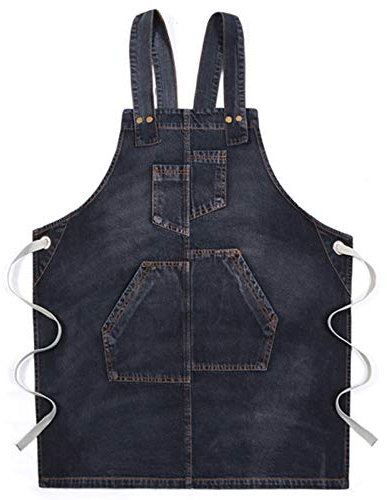 Arbeitsschürze mit Taschen, Jeans-Jeans-Werkzeugschürze mit Taschen, wasserdichte, verstellbare, leichte Arbeitsschürze aus Segeltuch (Farbe: Blau, Größe: X-Large) ( Color : Black , Size : X-Large )
