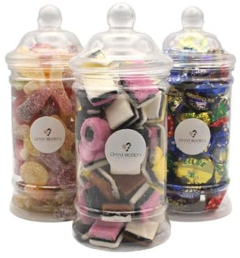 3 Jar Sweet Gift Set - Pre-Selected Sherbet Lemons - Chocolate Peanuts - Mushrooms