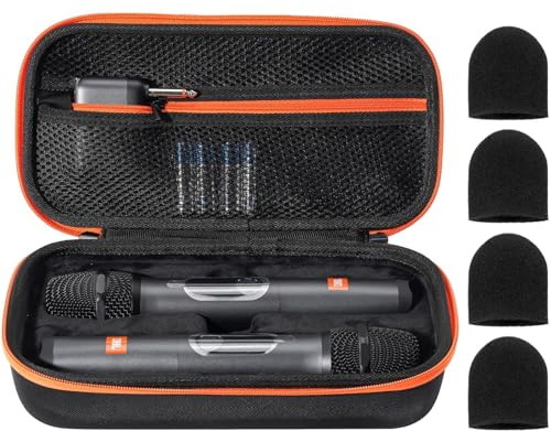 ProCase Microphone Case for JBL Wireless Mic -Black | Hard EVA Travel Bag for Dual Mic, Receiver, Batteries & Accessories, Portable Carrying Storage Box for Karaoke