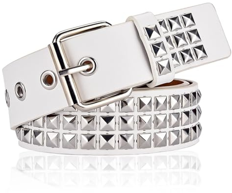 UILYNIU Cinturón de Remache de Cuero Metal Punk Tachonado Rock Gótico para Hombres y Mujeres - Accesorios para Jeans y Pantalones