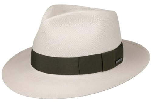 Stetson Genuine Brisa Fedora Panamahatt Herrar - Made in Ecuador sommarhatt Panamastråhatt solhatt med foder, grosgrain band, band Sommar Vår-sommar - S (54-55 cm) cremevit