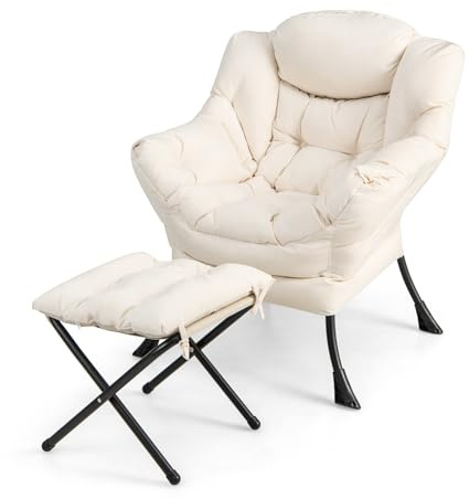 HOMASIS Sillón Relax Reclinable Orejero, Butaca de Salón de Lectura con Bolsillo Lateral para Dormitorio, Oficina, Soporta hasta 150 kg, 81x75x94,5cm