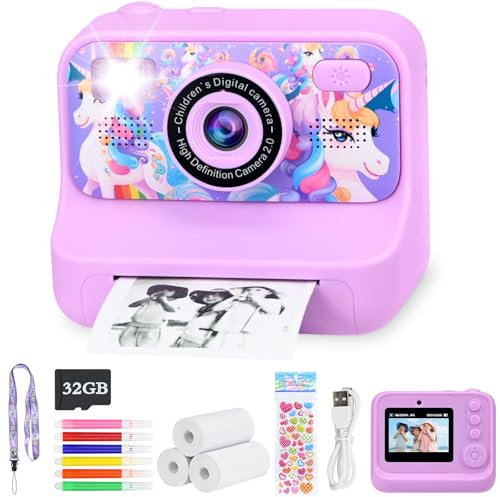 Smlper Kids Camera Instant Print,2.4'' Digital Selfie Camera for Kids with 32G Card and 3 Rolls Print Paper,1080P HD Video Toddler,Christmas Birthday Gifts for Boys Girls Age 3-12