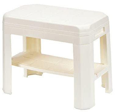 Sgabello basso in plastica antiscivolo impermeabile con contenitore, colore bianco, sgabello per cambiare le scarpe, sgabello per soggiorno, camera da letto, cucina, bagno, doccia