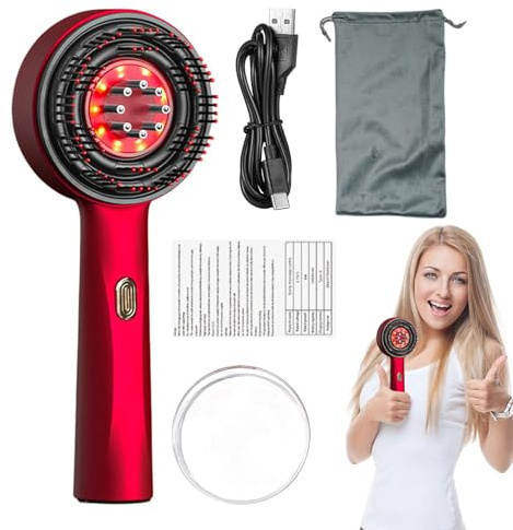 21x8.5 Cm Lumetra Rotlicht-Haarmassagegerät, Lumetra Rotes Kopfhaut-Massagebürste, Lumetra Multifunktionale Elektrische Kopfhautmassagebürste Mit 3 Gängen 360°-Knetmassage (Rot)
