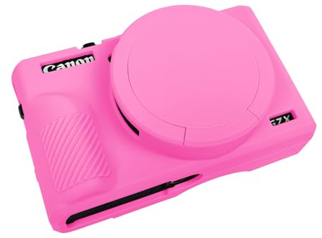 Easy Hood Case for Canon G7 X Mark III Camera,Silicone Cover,Rose Red | Anti-Scratch,Slim Fit,with Removable Lens Cover,Lightweight,Soft,Carrying