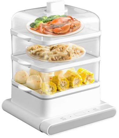 IUokLU Vaporera Plegable de 3 Niveles pequeña Multifuncional de Gran Capacidad para Escritorio Caja de Vapor para mariscos de múltiples Capas máquina de Desayuno,