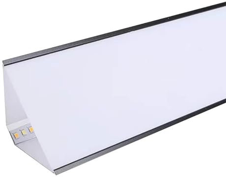 Genérico Canal de Aluminio para Esquinas, molduras de Corona, zócalos, cornisas y techos. Perfil LED con difusor, Negro, 4 m