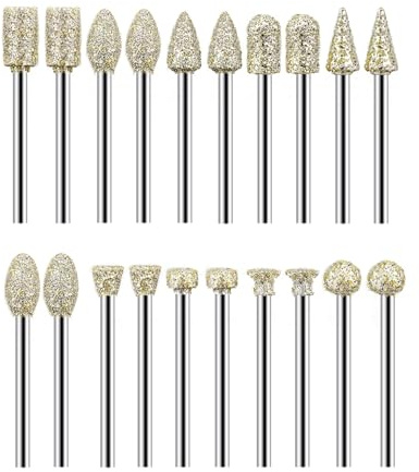 UCEC 20PCS Tungsten Carbide Burr Set for Dremel Rotary Tool Accessory – 60 Grit Die Grinder Bits, Rotary Tool Bits, Compatible with Dremel Drill Bits for Wood Carving, Metal Engraving, Polishing