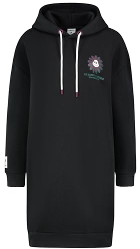 Sublevel Damen Sweatkleid mit Cartoonprint, langes Hoodie Sweatkleid Dark-Grey S