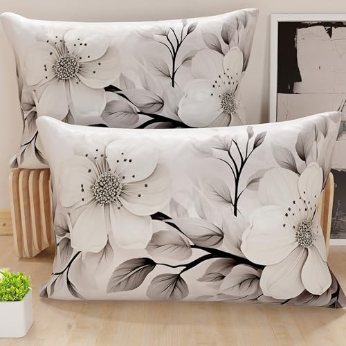 PETTI Artigiani Italiani - Par de Fundas de Almohada 50x30 cm, Pareja de Funda de Cojín Motivo Floral, 100% Microfibra Hipoalergénica, Paquete de 2, Made in Italy