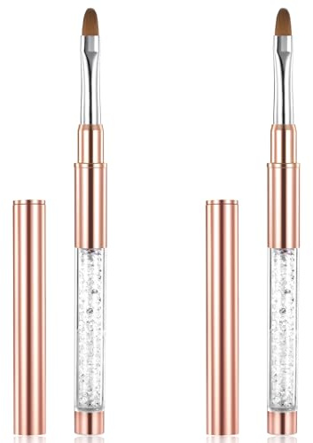 LXUEJEI Lot de 2 pinceaux à ongles ovales en gel UV avec poignée en strass pour nail art et vernis à ongles