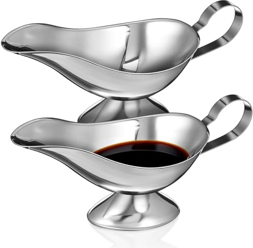 STOBAZA Stainless Steel Gravy Boat Sauce Boat with Handle 6 pack Condiment Pots for Gravy Salad Dressing Fruit Juice Serving Dish for Home Dining Thanksgiving and Outdoor Bbq