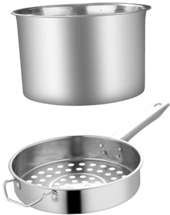SMASOLO Large Stainless Steel Kitchen Strainer Spoon with Ergonomic Handle Multi-Function Colander Ladle for Hot Pot Shrimp Noodles Safe and Home Accessory with Bowl