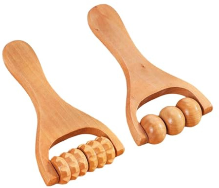 2 PCs Wooden Hand Roller Massager, Roller Muscle Release, Self Massage Waist Thigh, Leg, Hands Full Body Massage Tools