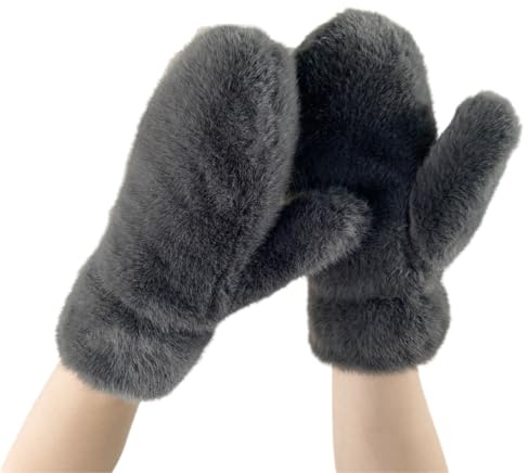 Damen Fausthandschuhe Herren Winterhandschuhe Warm Thermohandschuhe Verdickt Plüschhandschuhe Flauschig Schneehandschuhe Winddicht Fahrradhandschuhe Kälteschutz Handwärmer Outdoor Winterzubehör