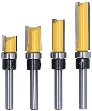 Juego de brocas para enrutador de bisagras, 4 piezas en espiga, brocas para madera de vástago redondo de 1/4 pulgadas con acero de tungsteno, para madera, tableros, laminado,
