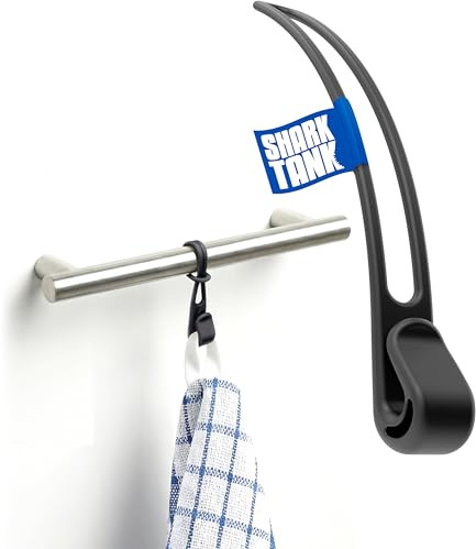Stowey Home Hook – Geschirrtuchhalter Küche & Handtuch Aufhänger (1 Stk.) | Küchenhandtuchhalter ohne Bohren & Kratzer, Langlebiger Haken Backofentür & Schublade, Haken zum Einhängen hält 10kg, Schwarz