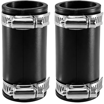 Editbar Lot de 2 manchons flexibles en caoutchouc - Raccord de tuyau en caoutchouc avec 2 colliers de serrage en acier inoxydable pour raccords de tuyaux en PVC et polyester - Manchon en caoutchouc