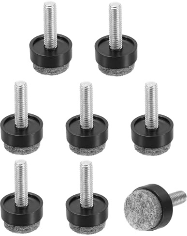sourcing map 12 Stück verstellbare Möbelbein-Nivellierer, M6x20x20mm Gewinde-Schraubeinlegesohle, Bodenschoner für Tische, Schränke, Stühle, Sofa, Outdoor-Möbelfüße, Schwarz