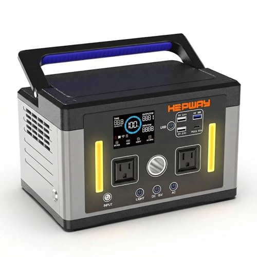 Hepway Portable Power Station 700W 577Wh Solar Generator, 120V Pure Sine Wave AC, PD 60W Fast Charge, 1000W Surge Inverter Power Bank Home Backup Battery for CPAP, Camping, RV, Outage