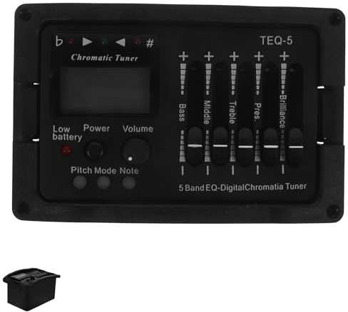 KAILIKETIY Preamplificatore per Chitarra Acustica Nero con Controllo Tono e Display Lcd Illuminato, Materiale Plastica e Metallo, per Acustiche Elettrificate