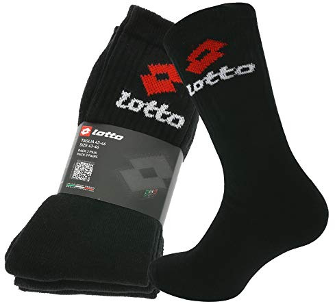 Lotto Paquete de 3 Medias Hombre Calcetines de Tenis Calcetines de Deporte Negro Tenis Ne - Negro, 39-42 (6-8 Gb)