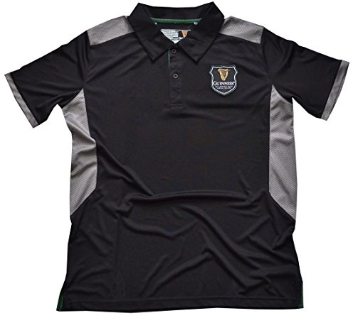Polo Guinness Noir avec Motif sous Les Bras Gris avec Blason Harpe, Homme, Noir, S