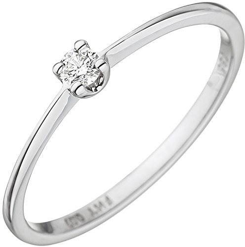 Jobo Damen-Ring schmal aus 14 Karat 585 Weißgold mit Diamant Größe 58