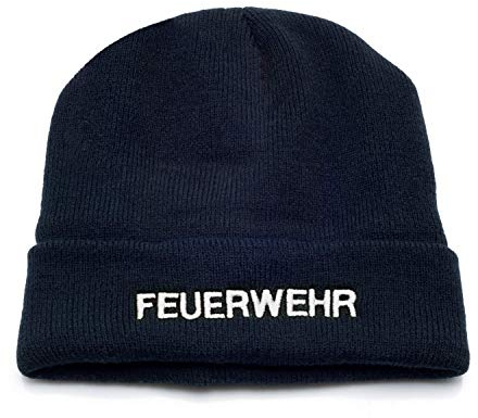 PACOTEX Strickmütze Wintermütze Marineblau mit Stick Feuerwehr und 3M Thinsulate Wärmeisolation