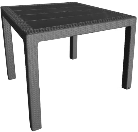 Garden of Life - Tavolo elegante in rattan, 80 x 80 x 72 cm in tecnopolimero + fibra di vetro colore antracite