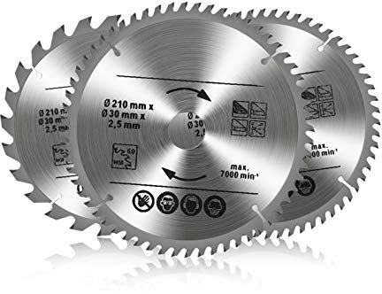 Kreissägeblatt, Allesschneideblatt Hartmetall Sägeblatt Baukreissägeblatt sah Scheibenklinge Bohrung für Naturholz Hartholz Weichholz Furniersperrholz (3PCS 210 x 30mm)