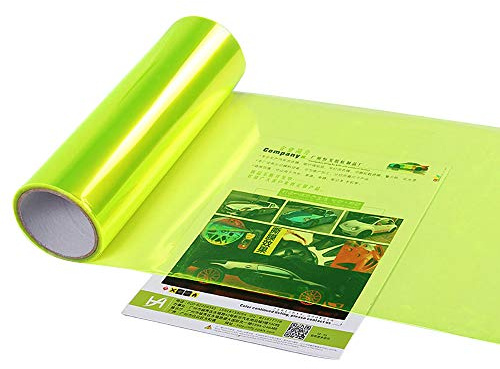 XUPHINX Etiqueta autoadhesiva, autoadhesiva Luz antiniebla antiniebla para automóvil Luz Trasera Luz Adhesiva - Lámina de película de Vinilo Amarillo Fluorescente 30x60cm