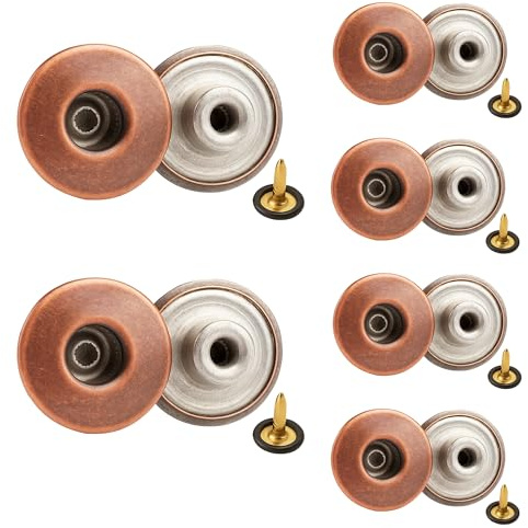 Weddecor Jean Buttons Repair Replacement with Pins Rivet for Sports Denim Fixing Clothes Accessories, Brass, Sports Fasteners, Design 5,14mm, 10pcs | Built To Be Sturdy And Long Lasting For Everyday Wear Perfect For Clothing And Wardrobe Repairs