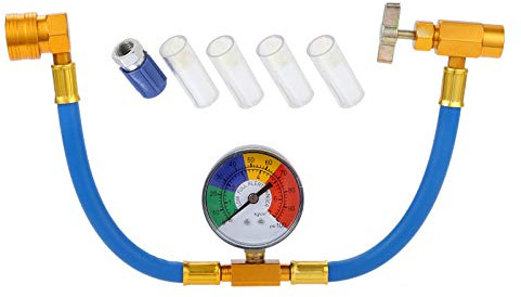 Aupoko R134A - Kit de manguera de llenado de refrigerante para aire acondicionado para coche con calibre, 1/2 ACME hembra R134A puede grifo dispensador de refrigerante