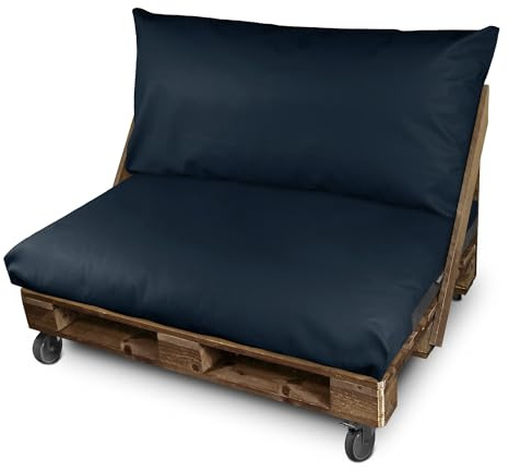HAPPERS Set Cojines Impermeables y Desenfundables para Palets en Polipiel para Exterior Azul Oscuro