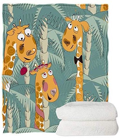 Binienty Ultra weiche Komfort-Bettdecke für Kinder, Jungen, Mädchen, niedliche Tier-Giraffe, Cartoon-Design, Fleece-Überwurf-Decke