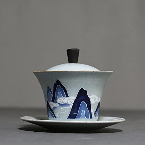 DUNGS 160ml Retro Vintage Mountains Gaiwan Ciotola da tè in Ceramica Tradizionale Kung Fu Terrina da tè Porcellane