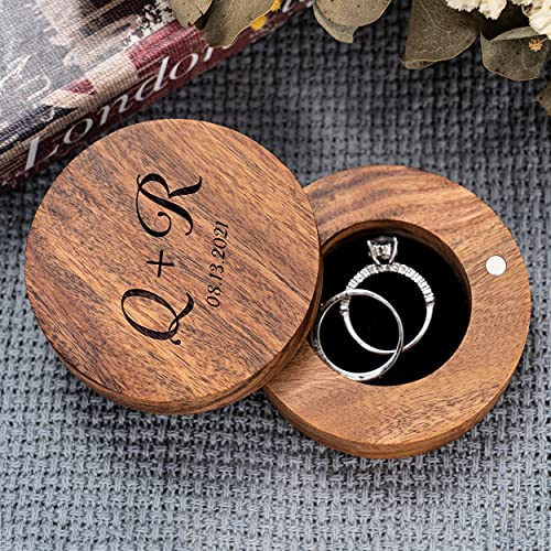 Kenon Benutzerdefinierte Holz-Ringschatulle, personalisierte Hochzeitsringbox, Doppelringboxen für Verlobungsantrag, Jahrestag, Geschenke für Frauen