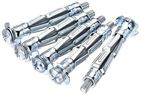 sourcing map M5x52mm Hollow Drive Wall Bolt Screws Zinc Plated Steel for Drywall, Plaster and Tile 20pcs