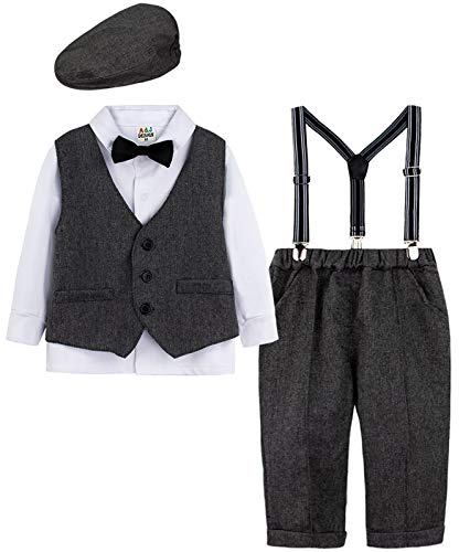 mintgreen Baby Pojkar Utstyrsel Småbarn Bröllop Kostymer Gentleman Smoking, Darkgrå, 2-3 År, 100