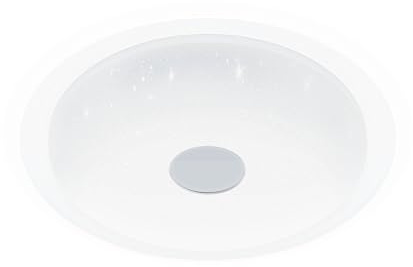 Eglo Lámpara de techo LED Igroka 1, efecto cristal, plafón regulable | con mando, artefacto de luz cielo estrellado, metal blanco y cromo, iluminación cálida-fría, Ø 46,5 cm