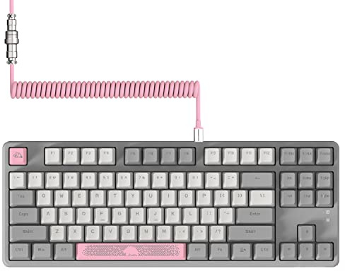 A.JAZZ AK873 Tastiera da Gioco 75%-Tastiera Meccanica con Interruttore Brown Hot Swappable-Cavo USB C a Spirale-RGB 87 Tasti PBT Keycap-Coperchio Top Magnetico Staccabile per PC/Mac-DarkGrey