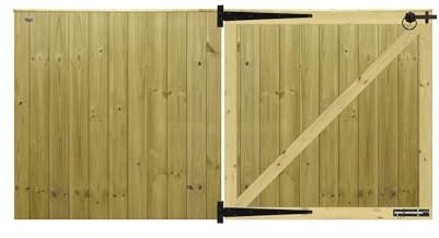 Premier Garden Supplies PGS Tongue & Groove Fully Framed Capped Flat Top Made to Measure Driveway Gates Measurements Height 3ft - 4ft (90-120cm) x Width: 213cm - 244cm +600mm Hinge Ring Latch Kit