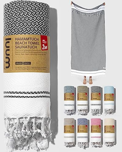 Luum® Asciugamano da sauna grande 100 x 200 cm, asciugamano da hammam, asciugamano da yoga, telo da spiaggia, asciugamano da sauna, coperta da viaggio, turkish towels, uomo e donna, 100% cotone,